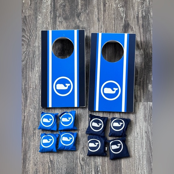 Vineyard Vines GWP Whale Dot Table 10 Piece Corn Hole Set With Bags Blue - Picture 2 of 6